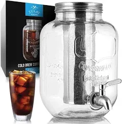 Zulay Kitchen 1.5 Liter Cold Brew Coffee Maker with Extra Thick Glass Carafe & Stainless Steel Mesh Filter