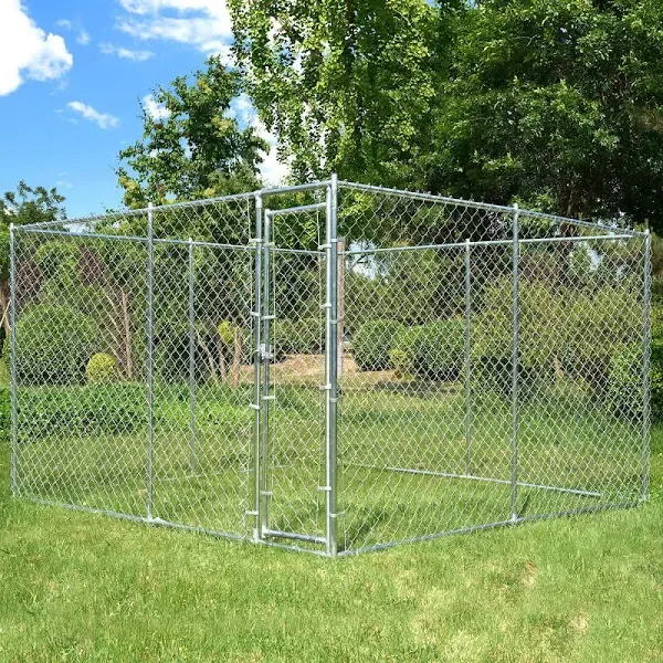 HITTITE Extra Large Outdoor Dog Kennel, 10x10 Anti-Rust Dog Kennel Outside Without Roof, Galvanized Chain Link Dog Runs for Outside with Secure Lock(10'L x 10'W x 6'H)