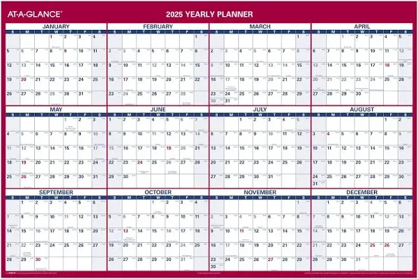 2024-2025 At-a-glance Reversible Academic and Regular Year Wall Calendar, 48" x 32", PM326S28