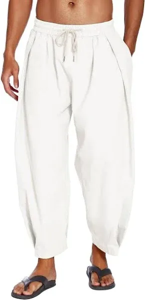 COOFANDY Men's Drawstring Casual Cropped Harem Pants