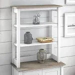 Bush Furniture Mayfield Tall Hutch Organizer in Pure White and Shiplap Gray | Storage for Home Office Workspace