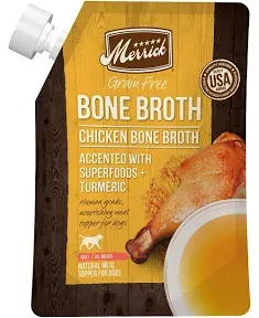 Merrick Grain Free Chicken Bone Broth: Nourishing Superfood Topper for Pets