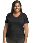 Just My Size Cotton Jersey Short-Sleeve V-Neck Women's Tee Black 2x