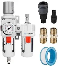 NANPU 1/4 NPT Compressed Air Filter Regulator Lubricator Combo, Water/Oil Trap S