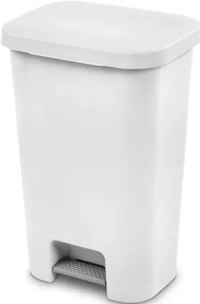 Sterilite 11.9 Gal White StepOn Wastebasket