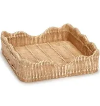 Two's Company Basket Weave Pattern Scalloped Edge Napkin Holder