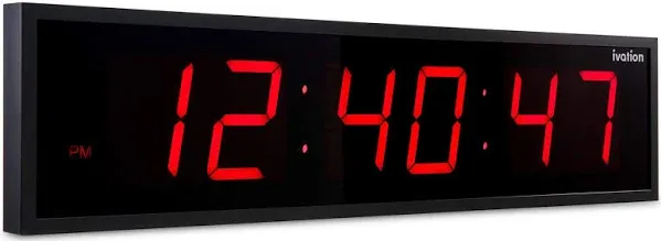 Ivation Large Digital Wall Clock, 24-Inch Big LED Display - White