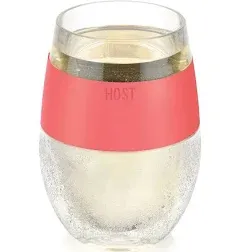 New Host  Wine Cooling Cup Double Wall Insulated Tumbler w/ Freeze Gel Coral 8oz