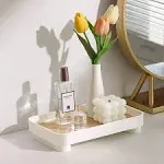 MRPAPA Bathroom Tray, 9"6" Vanity Trays, White Rectangle Decorative Catchall Organizer Storage Small Dresser Tray Counter Perfume Table Serving