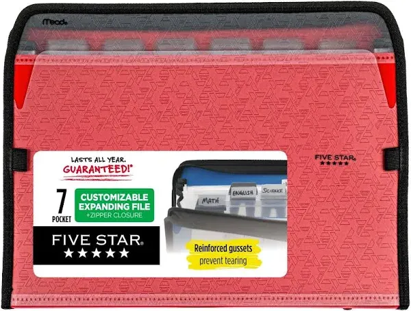 Five Star 7-Pocket Expanding File with Reminder Tabs