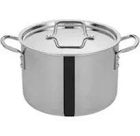 Winco TGSP-8 Tri-Ply Stainless Steel 8 qt. Stock Pot with Cover