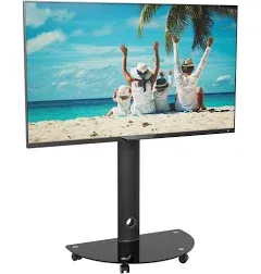 ProMounts Mobile TV Stand for 32" to 72" LCD LED Flat/Curved Panel TVs, ± 20° Swivel TV Cart Holds Up to 88lbs, Portable TV Stand with Max Vesa 600x400mm, TV Rolling Stand for Office/Home (Black)