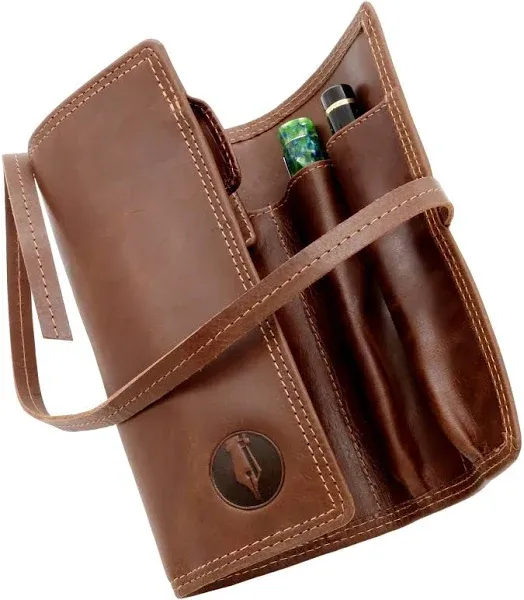 Roll-Up Leather Wrap Pen Pouch