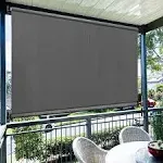 Amagenix Premium Outdoor Roller Shades 6'(W) x 8'(H), Exterior Cordless Patio Shades Roll up Outdoor Blinds for Porch Gazebo, Crank Operated with Aluminum Protective Valance, Mocha