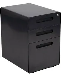 Flash Furniture HZ-AP535-01-BK-GG Mobile Drawer Cabinet 16"W X 21"D X 24"H 3-tier