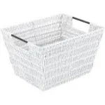 Simplify Medium Rattan Tote Storage Basket in White, Size: 10.00 inch x 12.00 inch