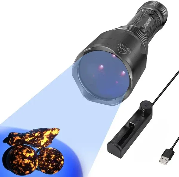  S3 365Nm Uv Flashlight With 3 Leds, Rechargeable Black Light Torch 