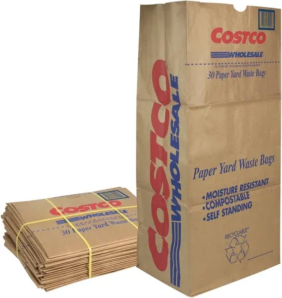 30 Gallon Lawn & Leaf 2-Ply Heavy-Duty Yard Waste Compost Refuse Paper Bags with Necessia Gardening Gloves, Eco-Friendly, Tear Resistant, Self Standing, Biodegredable, Made in USA, 30 Count