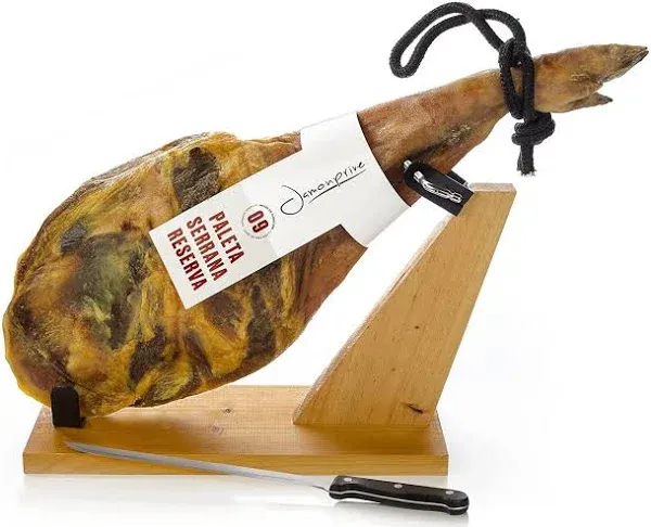 Serrano Ham Shoulder Bone in from Spain Approx. 10-11 lb + Ham Stand &amp; Knife