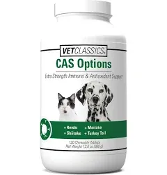 Vet Classics CAS Options Extra Strength Immune Support for Dogs Cats Pet 120 Tab