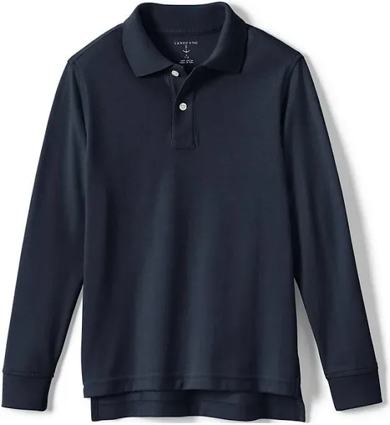 Lands' End School Uniform Kids Long Sleeve Mesh Polo Shirt