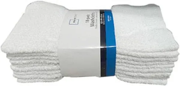 18 Count White Cotton Washcloth Pack