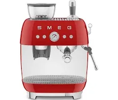 Smeg Espresso Coffee Machine with Grinder - Red