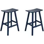 WestinTrends Outdoor Patio Adirondack Bar Height Stool Saddle Seat Chair Set of 2 - Navy Blue