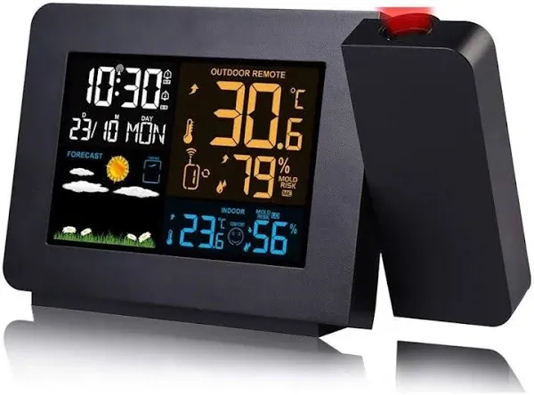 Projection Alarm Clock With Outdoor Sensorpersonal Weather Station For Bedroom P