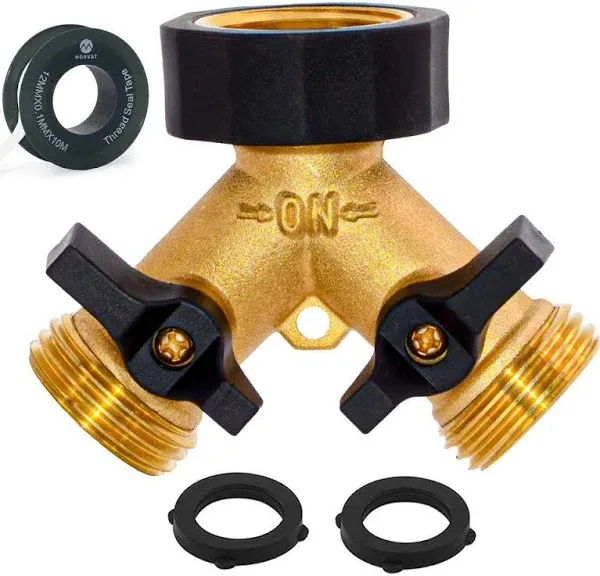 Morvat Heavy Duty Brass & Rubber 2 Way Garden Hose Y Splitter