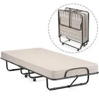 Costway Portable Memory Foam Folding Bed with Mattress Rollaway Cot