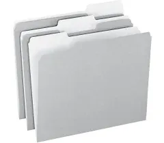 Office Depot Top Tab Color File Folders 1/3 Cut Letter Size Gray Box of 100