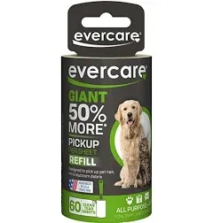 Evercare Giant Pet Hair and Lint Roller Refill 60 Sheets Roll - Pack of 4