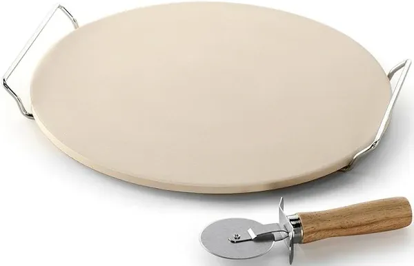 Nordic Ware 3 Piece Pizza Stone Set 13 inch Stone Rack &amp; Cutter