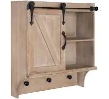 Cates Decorative Farmhouse Cabinet Wall Organizer with Sliding Barn Door and 3 K