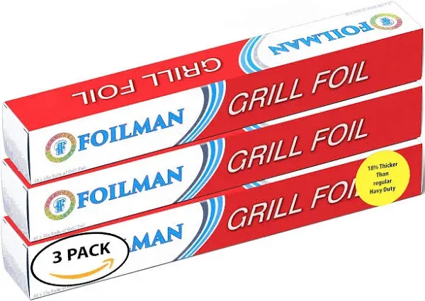 Heavy Duty Grill Foil Roll - Pack of 3 - Vented with Holes Specifically for Grilling and Steaming - 12 Inch x 25 Ft