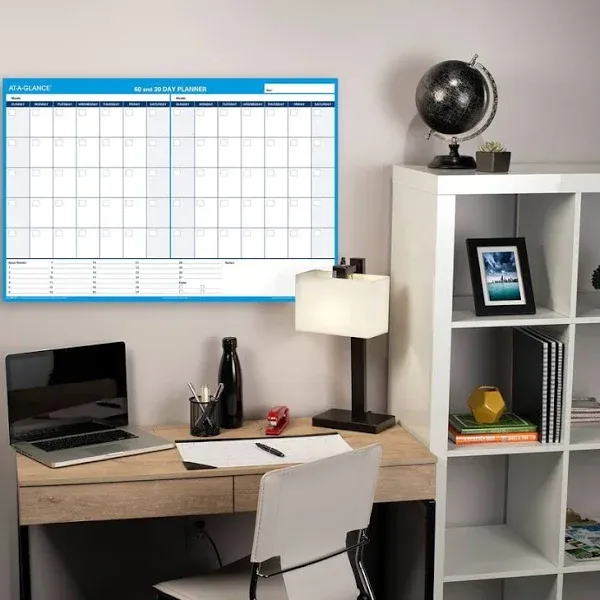 AT-A-GLANCE 30/60-Day Undated Horizontal Erasable Wall Planner