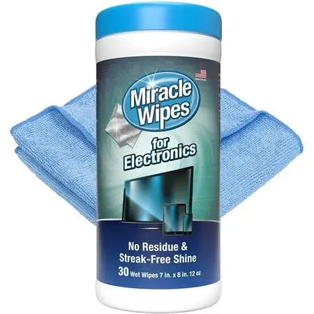 Miracle Brand Electronic Phone Tablet Surface Cleaner Streak-Free Shine 60 Wipes