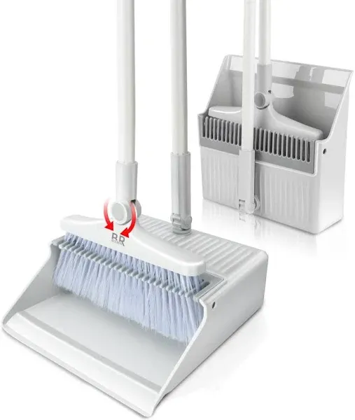 Broom and Dustpan Set for Home with Long Handle 40.94&#034;/50&#034; Dustpan Combo Set ...