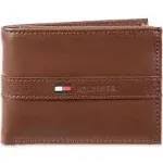 Tommy Hilfiger Men's Leather Ranger Passcase Billfold Wallet Tan