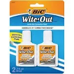 Bic 20 ml Wite-Out Quick Dry Correction Fluid Bottle White - Pack of 2