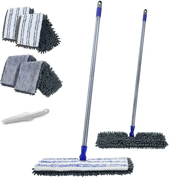 Two Sided Dust Mop Floor Cleaning System - 360 Microfiber Mop,Wet Dry Mop,Fla...