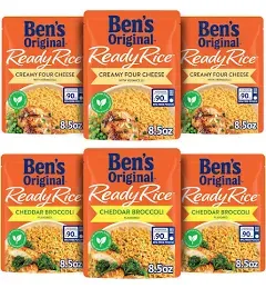 BEN'S ORIGINAL Ready Rice Creamy Four Cheese and Cheddar Broccoli Variety Pack, Easy Dinner Sides, 8.5 OZ Pouch (Pack of 6)