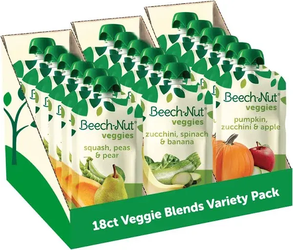 Beech-Nut Baby Food Pouches Variety Pack Veggie Purees 3.5 oz 18 Pack