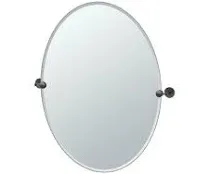 Gatco Latitude 29 in. W x 32 in. H Frameless Oval Bathroom Vanity Mirror in Matte Black 4249MXLG