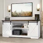 IDEALHOUSE Farmhouse TV Stand for 65 inch TV, Entertainment Center with Storage and Sliding Barn Doors, Modern Media TV Console TV Stands for Living