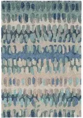 Dash and Albert Paint Chip Wool Area Rug - 3' x 5' Blue Graphic Hand Micro Hooked Accent Rug - Durable, High Traffic Areas Hallway, Living Room, Stairs