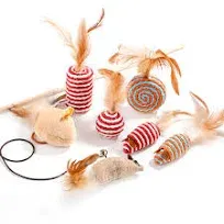 NVTED Cat Feather Toy Set, Playing Cats Toys Cat Wand Pet Activity Cat Nip Toys 