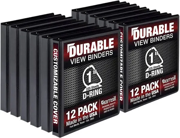 Samsill Durable 3 Ring View Binders Made in the USA, 4 Inch Locking D-Ring,