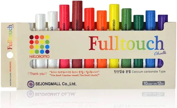 Hagoromo Fulltouch Color Chalk Non-Toxic - [12 Pcs/10 Color Mix] 1 Box, Assorted